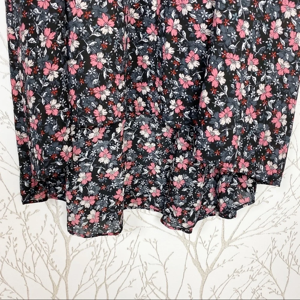 Nanette Lapore Mini Floral Mock neck Black Dress 8
